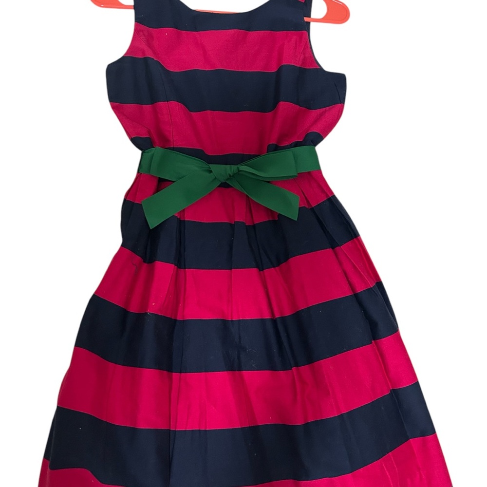 Ralph Lauren Striped Pink and Black Dress with Green Bow